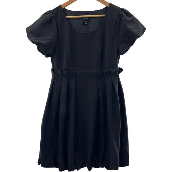 ONLY Black Puff Sleeve Ruffle Waist Accented Cocktail Party Mini Dress XL - Picture 1 of 8